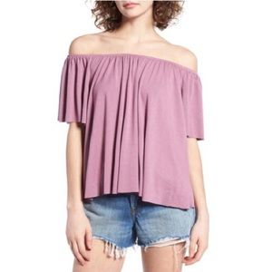 Nordstrom purple off the shoulder top